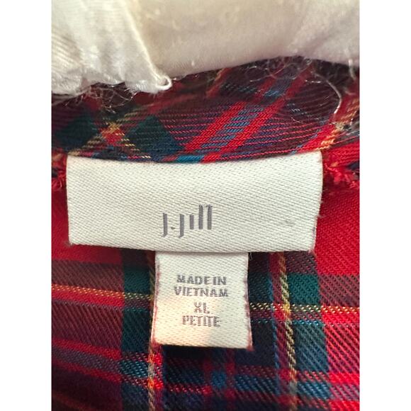 J. JILL | Petite Red Plaid Button Up Long Sleeve Shirt Top | XL - Picture 5 of 7